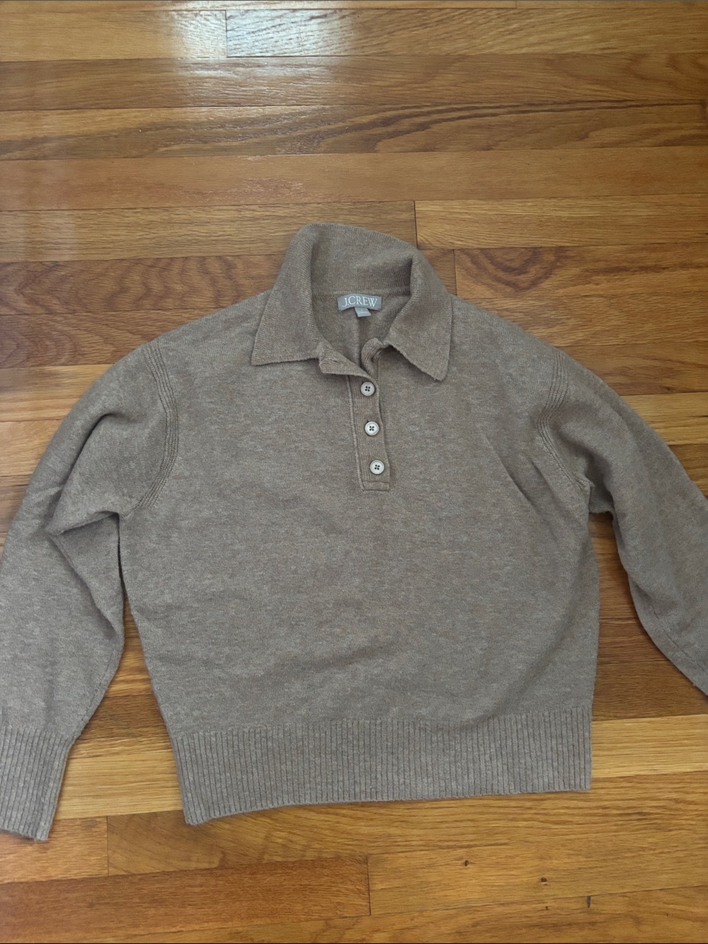 J. Crew Women's Taupe Polo-Style Crew Sweater